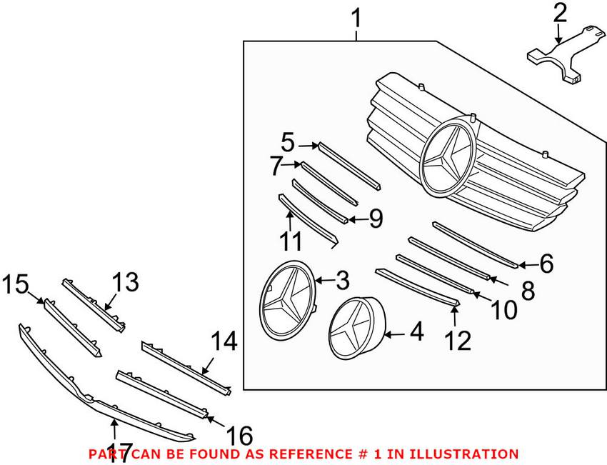 Mercedes Grille Assembly (Atlas Gray) 20988001237246