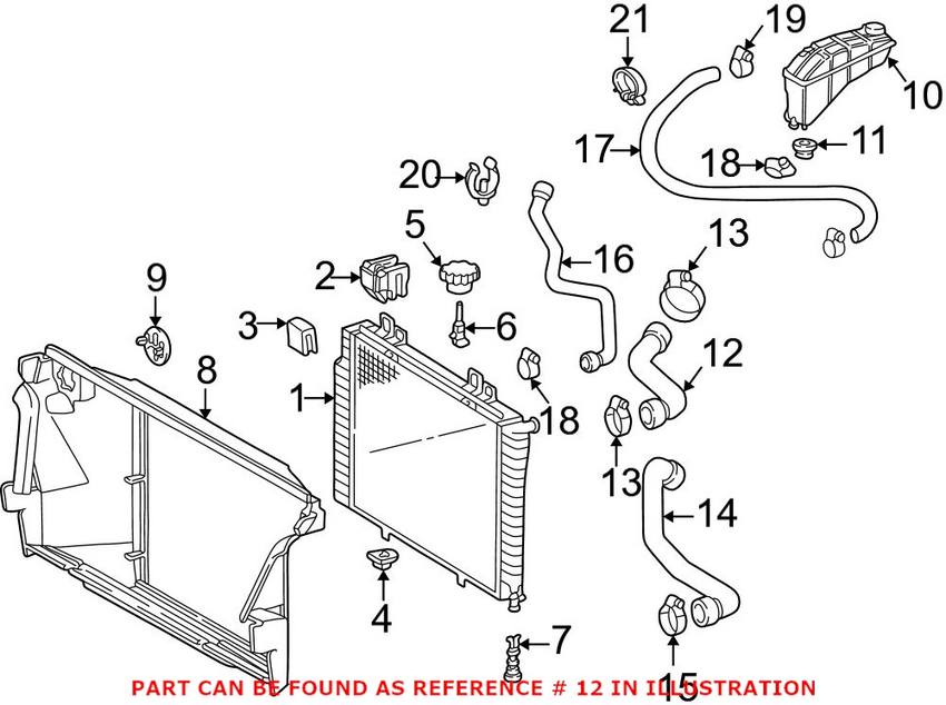 Mercedes Engine Coolant Hose - Upper 2105014382