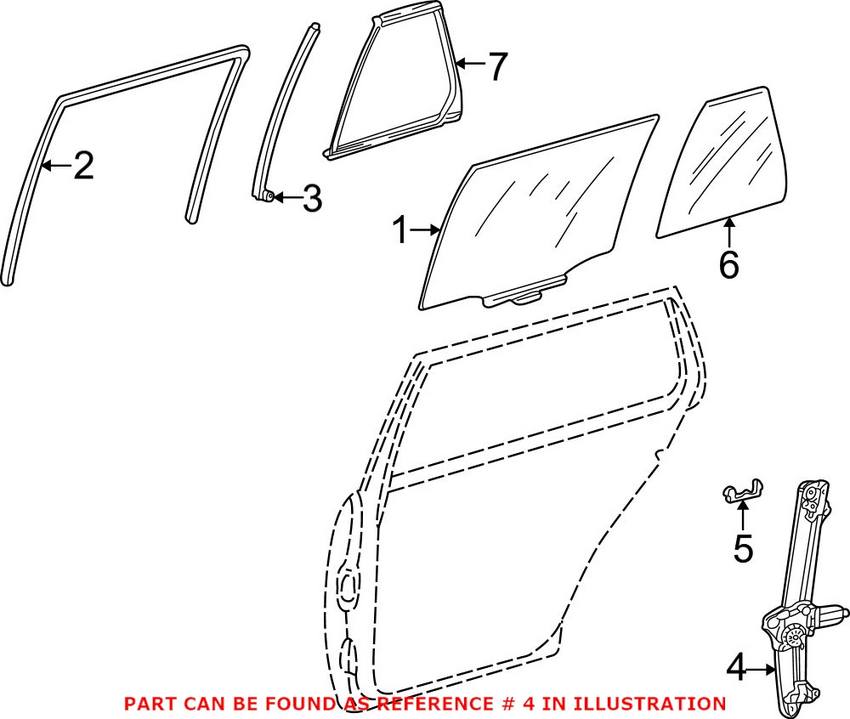 Mercedes Window Regulator - Rear Passenger Side (w/o Motor) 2107301646