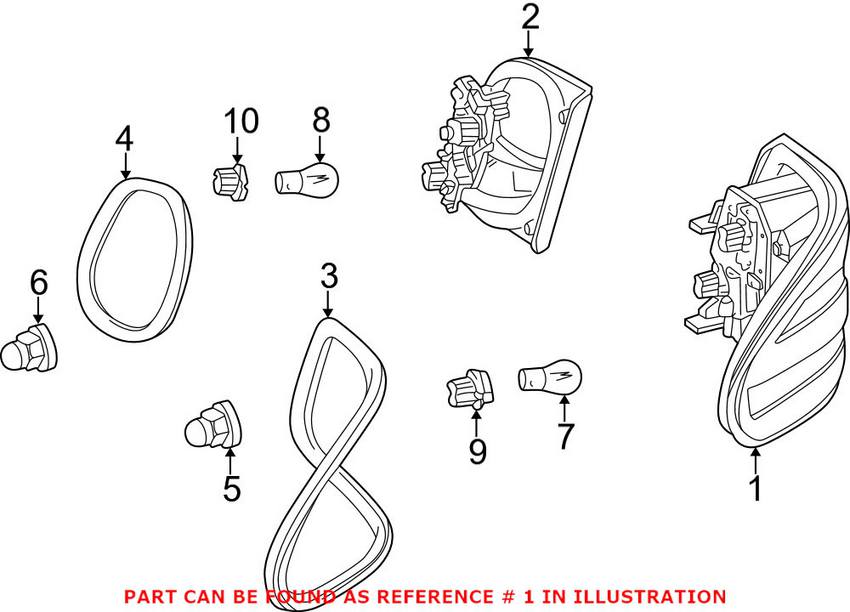 Mercedes Tail Light Assembly - Driver Side Outer 2108204564