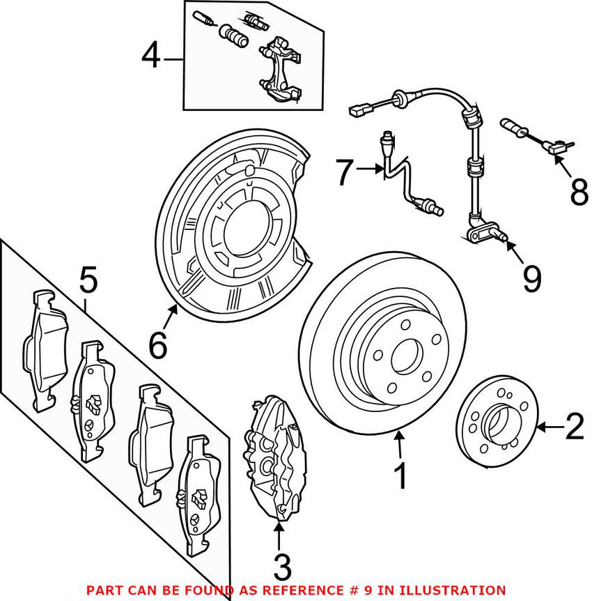 Mercedes ABS Wheel Speed Sensor - Rear 2115403017