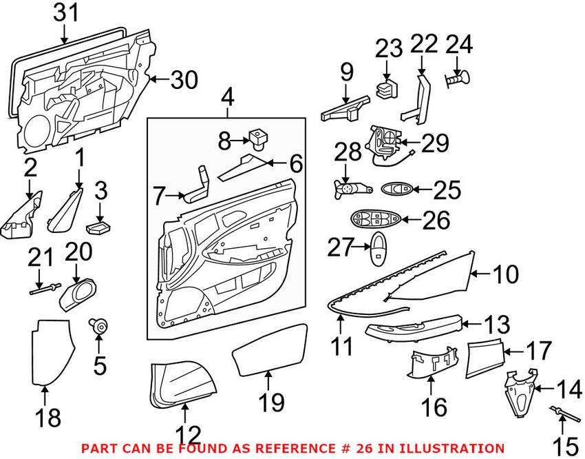 Mercedes Window Switch - Front Driver Side (Deep Gray) (Chrome) 21182136797167