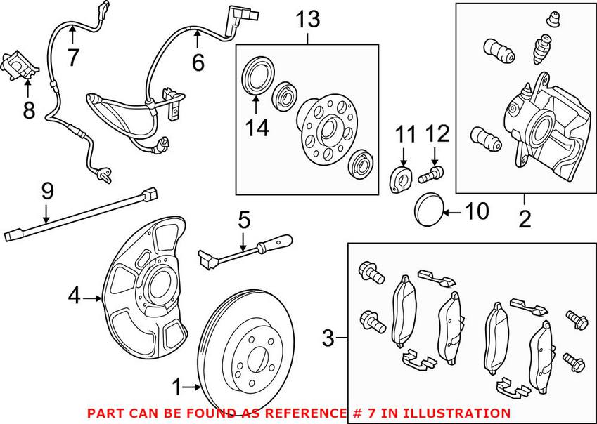 Mercedes ABS Wheel Speed Sensor - Front Driver Left 2129053303