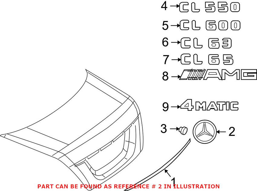 Mercedes Emblem - Rear (Star) 2167580058