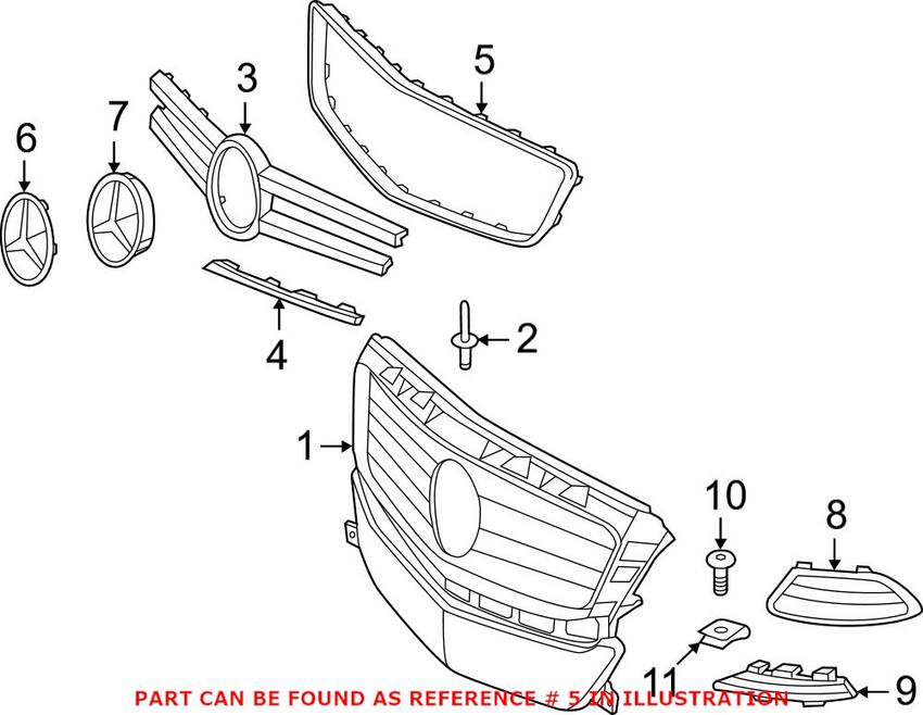 Mercedes Grille Trim - Center 2188850174