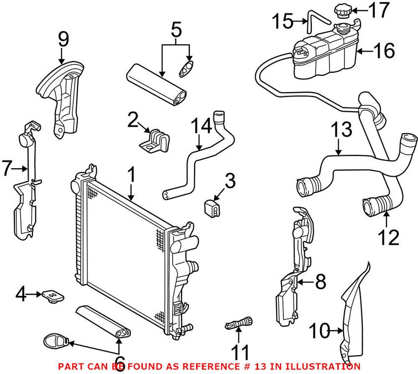 Mercedes Engine Coolant Hose - Lower 2205010482