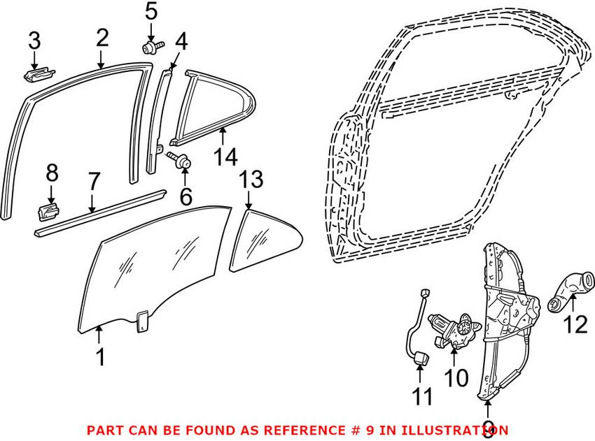 Mercedes Window Regulator - Rear Driver Side (w/o Motor) 2207302346