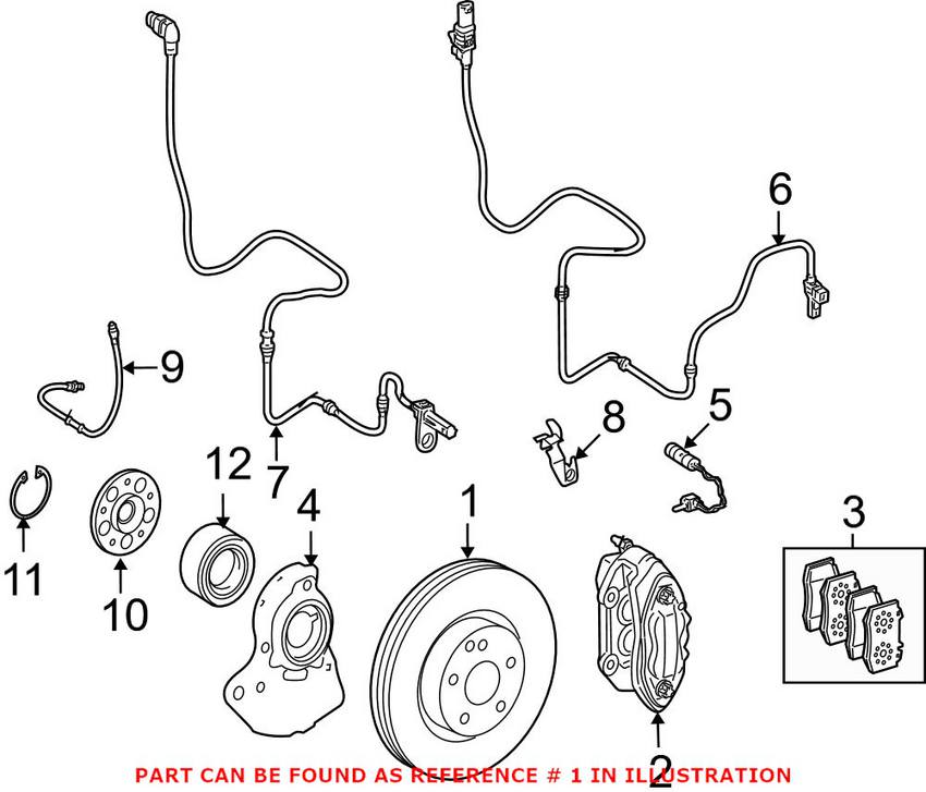 Mercedes Disc Brake Rotor - Front (350mm) (Cross-Drilled)