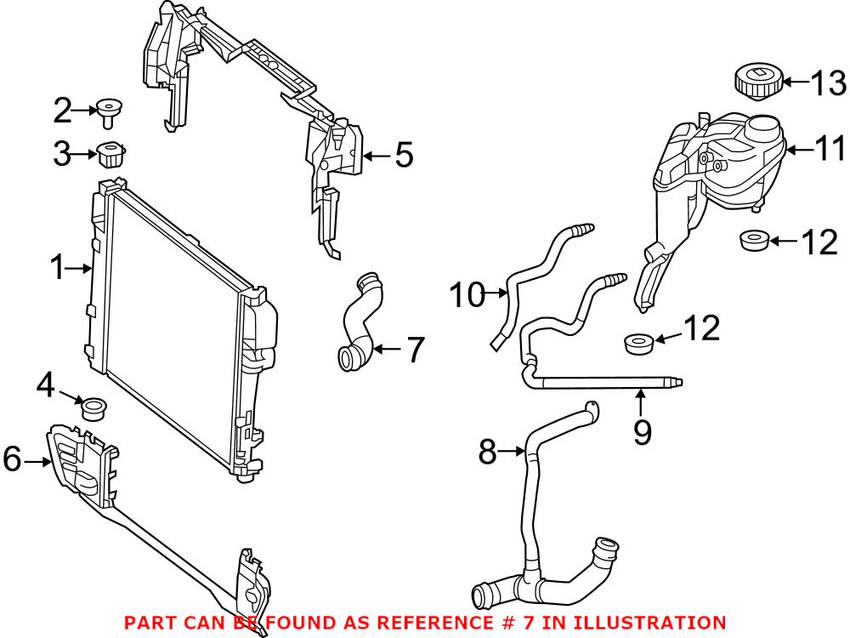 Mercedes Engine Coolant Hose - Upper 2215012491