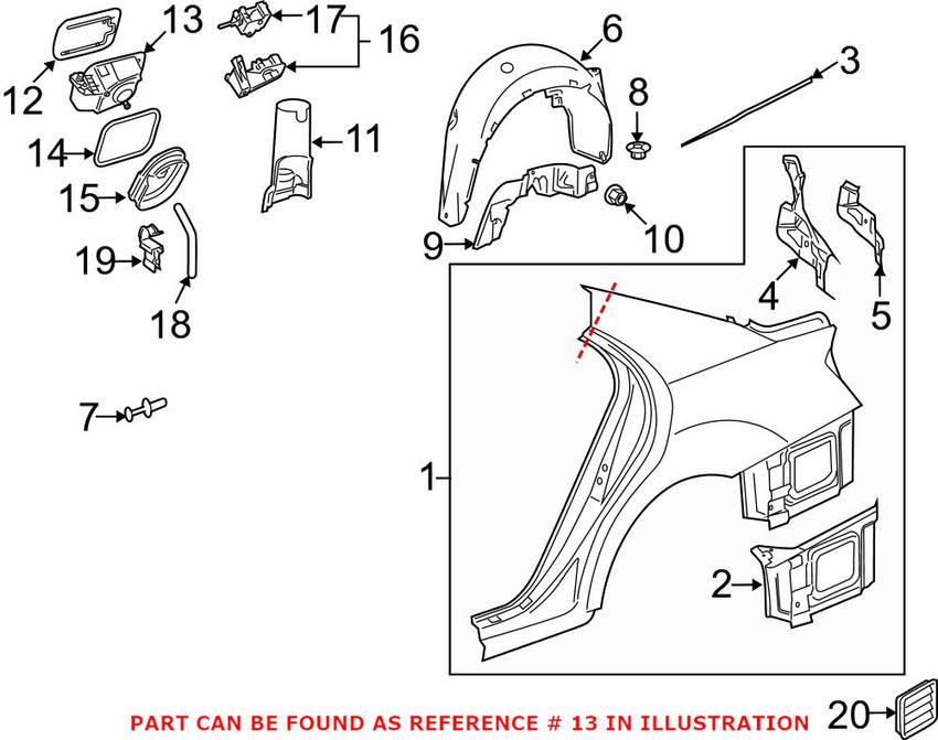 Mercedes Fuel Filler Housing - Rear 2216300067