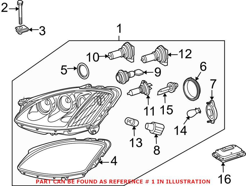 Mercedes Headlight Assembly - Driver Side (Xenon) 2218207161