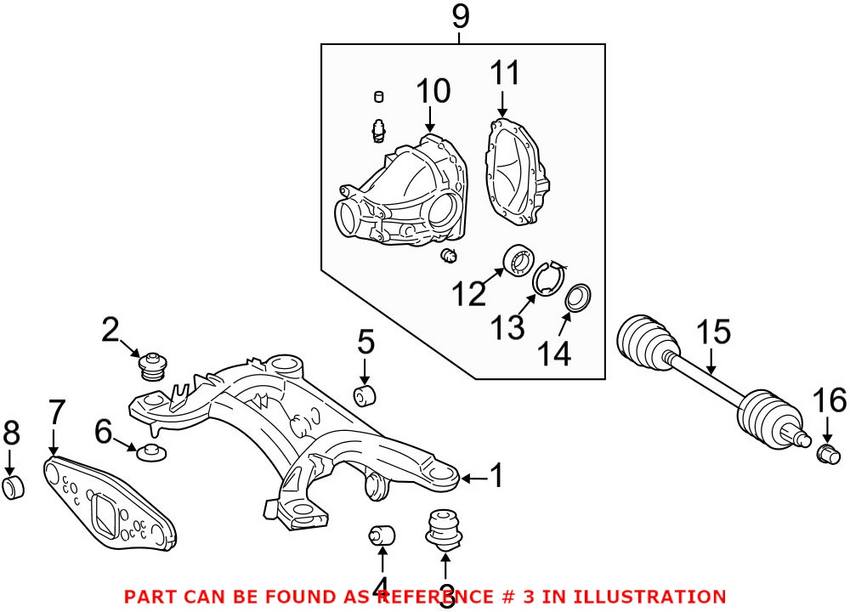 Mercedes Subframe Bushing - Rear Rearward 2303511642