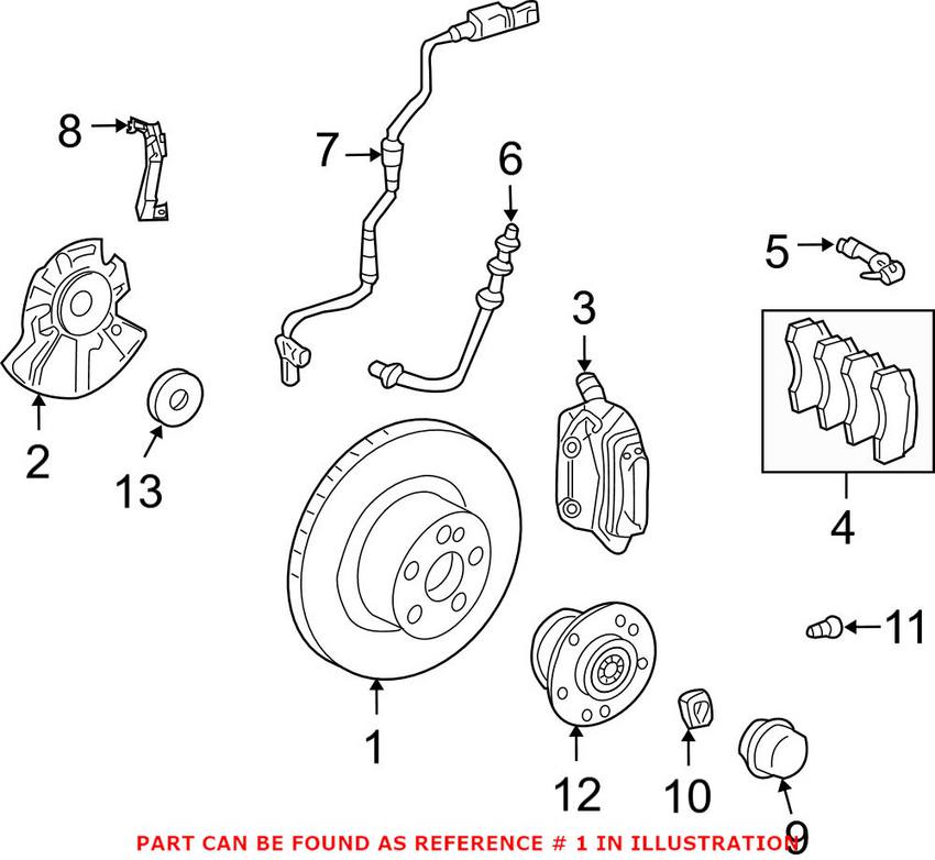 Mercedes Disc Brake Rotor - Front (330mm) (Cross-Drilled)