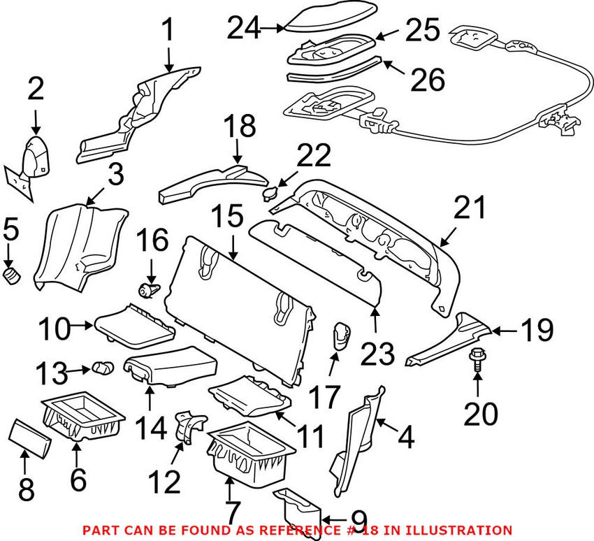 Mercedes Convertible Top Cover Trim - Passenger Side (Gray) 23069010417F08