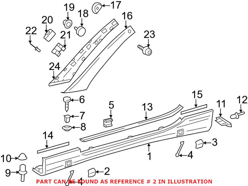 Mercedes Jack Pad Cover - Front Passenger Side (Un-painted) 23069810309999