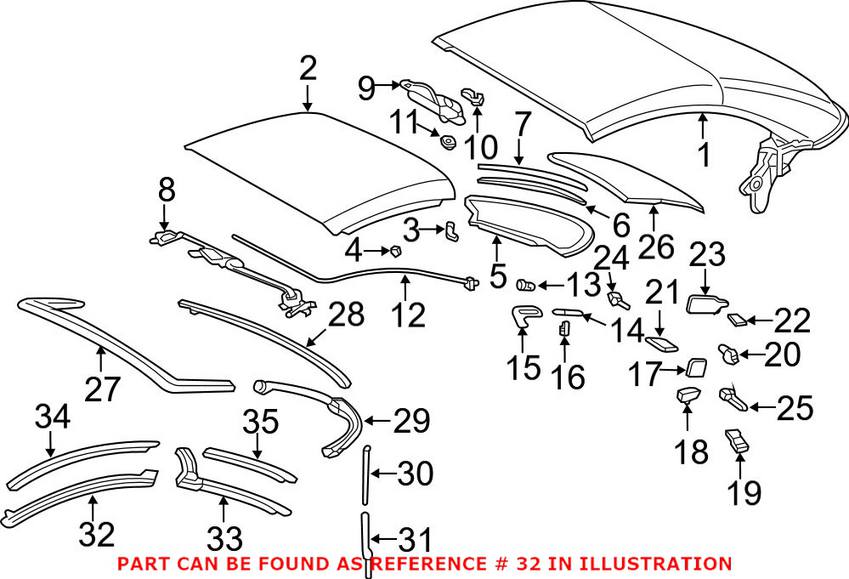 Mercedes Convertible Top Seal - Driver Side 2307900598