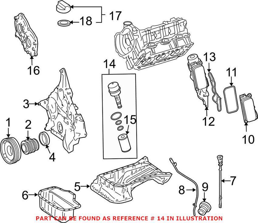 Mercedes Engine Oil Filter Housing Cover 2721800038