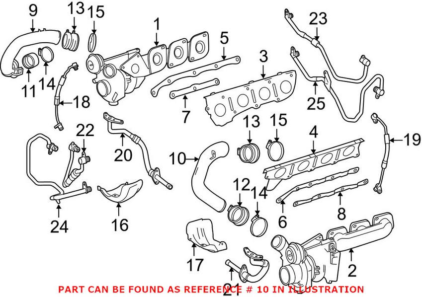 Mercedes Turbocharger Intercooler Pipe - Driver Left 2780980507