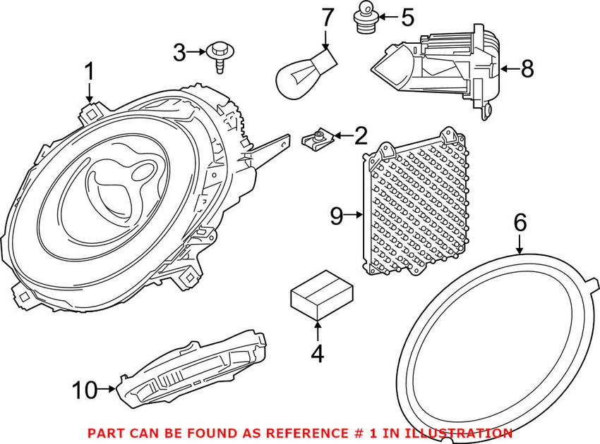 Mini Headlight Assembly - Driver Side (LED) (w/ Clear Turnsignal) 63117383213