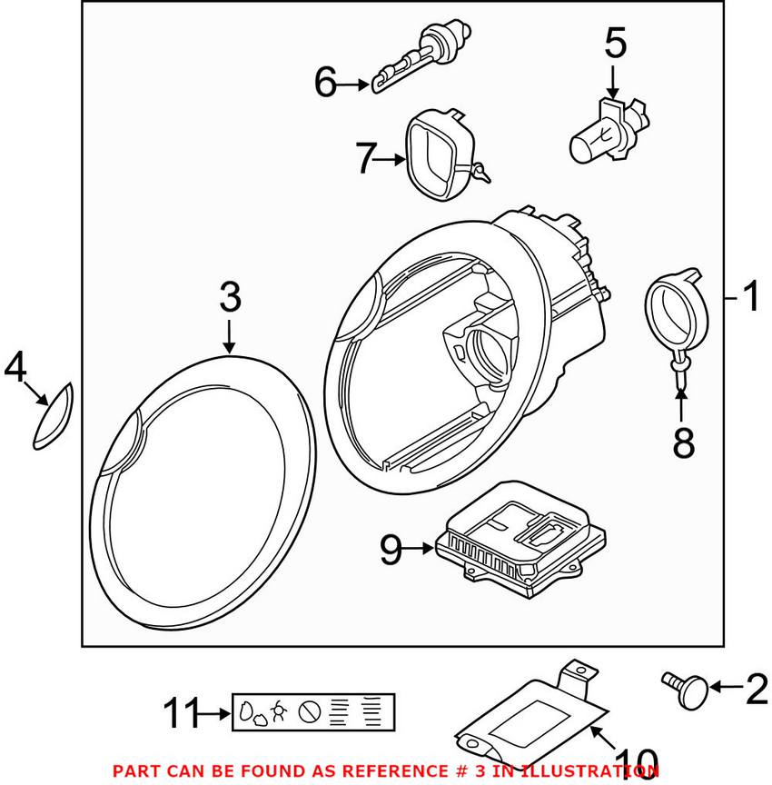 Mini Headlight Trim Ring - Passenger Side (Chrome) 63126917838