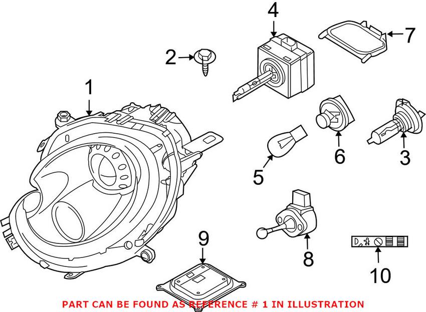 Mini Headlight Assembly - Driver Side (Xenon) (w/ Clear Turnsignal) 63127270025