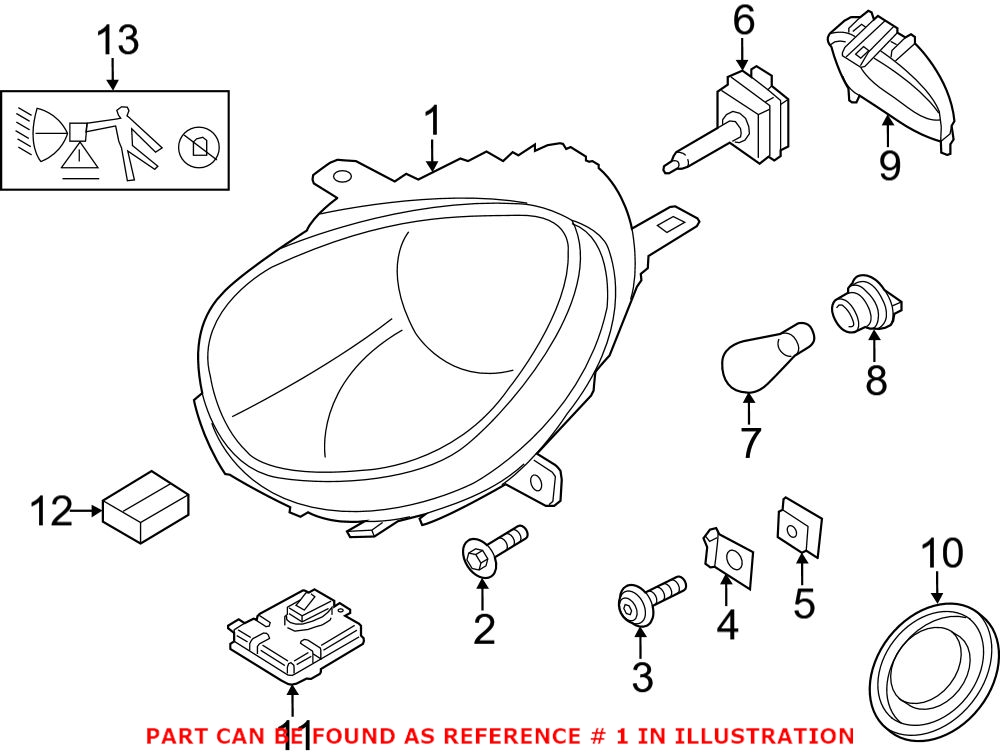 Mini Headlight Assembly - Passenger Side (Xenon) 63129807488