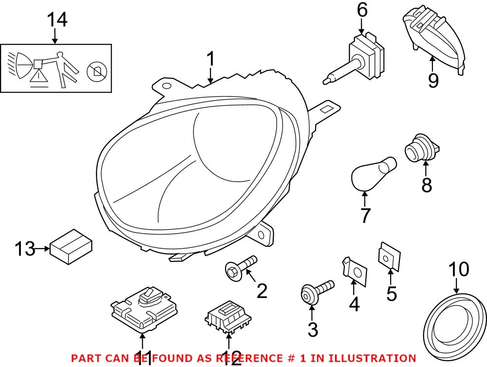 Mini Headlight Assembly - Passenger Side (Xenon) (Adaptive) 63129807490