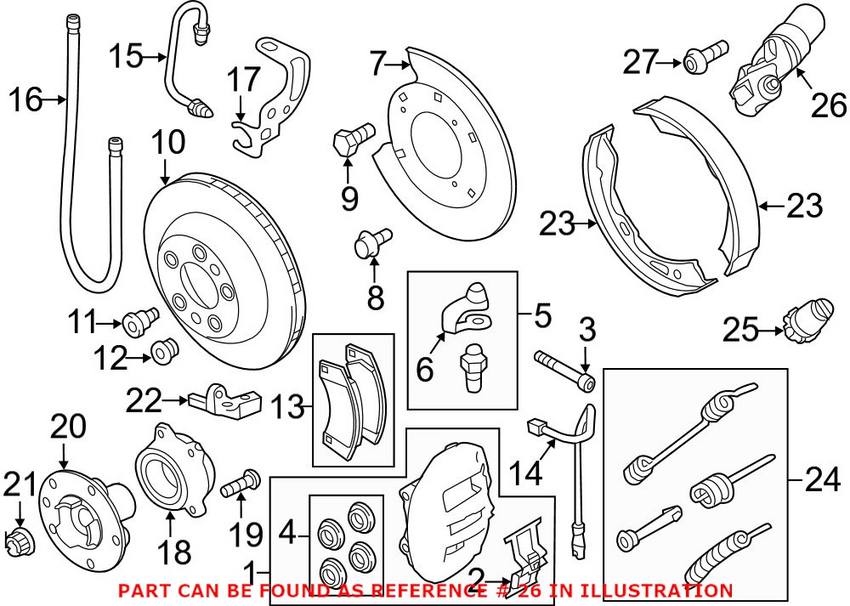 Parking Brake Actuator Rear Driver Side Genuine Porsche 95835209104