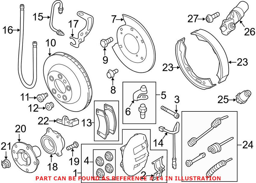 Porsche Disc Brake Pad Wear Sensor - Rear 95861236550