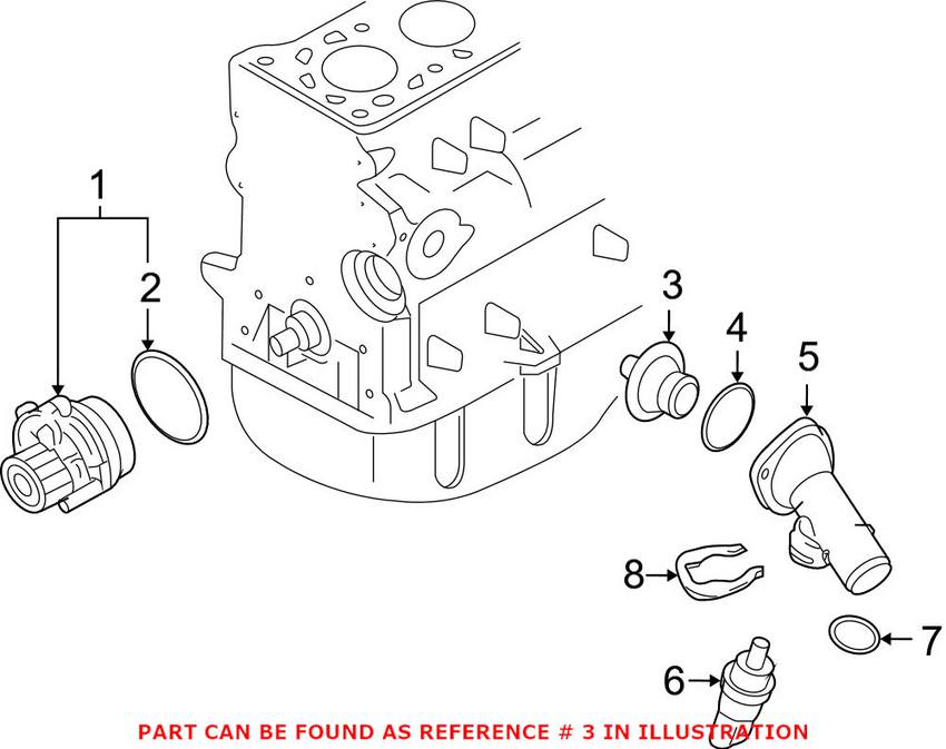 Audi VW Engine Coolant Thermostat (87C) 03G121113A