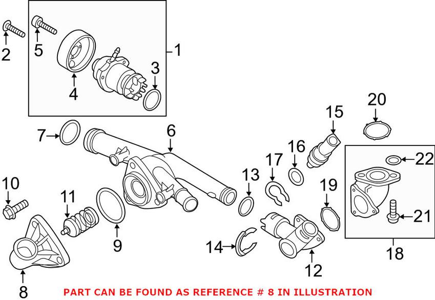 VW Engine Coolant Thermostat Housing Cover 03H121121D