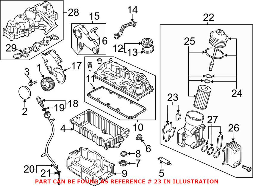 Audi VW Engine Oil Cooler Gasket Set 03L198441