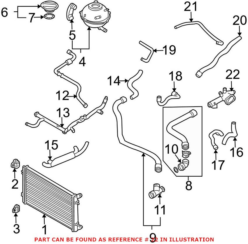 VW Engine Coolant Hose Flange 06A121132C