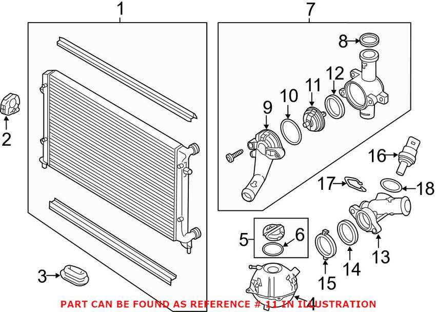 VW Engine Coolant Thermostat (80C) 07K121113B