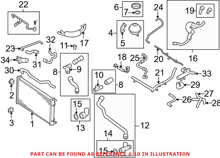 VW Radiator Coolant Distribution 1C0121438A