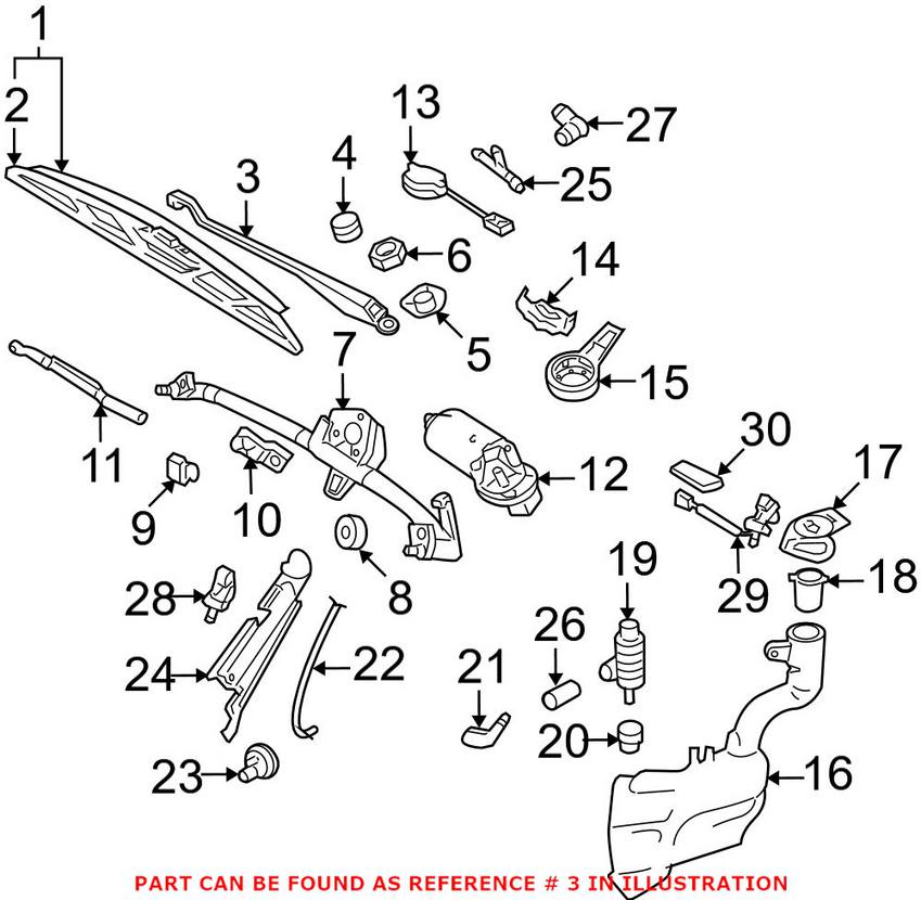 VW Windshield Wiper Arm - Passenger Side 1C1955410B