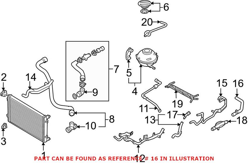 VW Engine Coolant Hose (EGR Cooler) 1J0122157FL