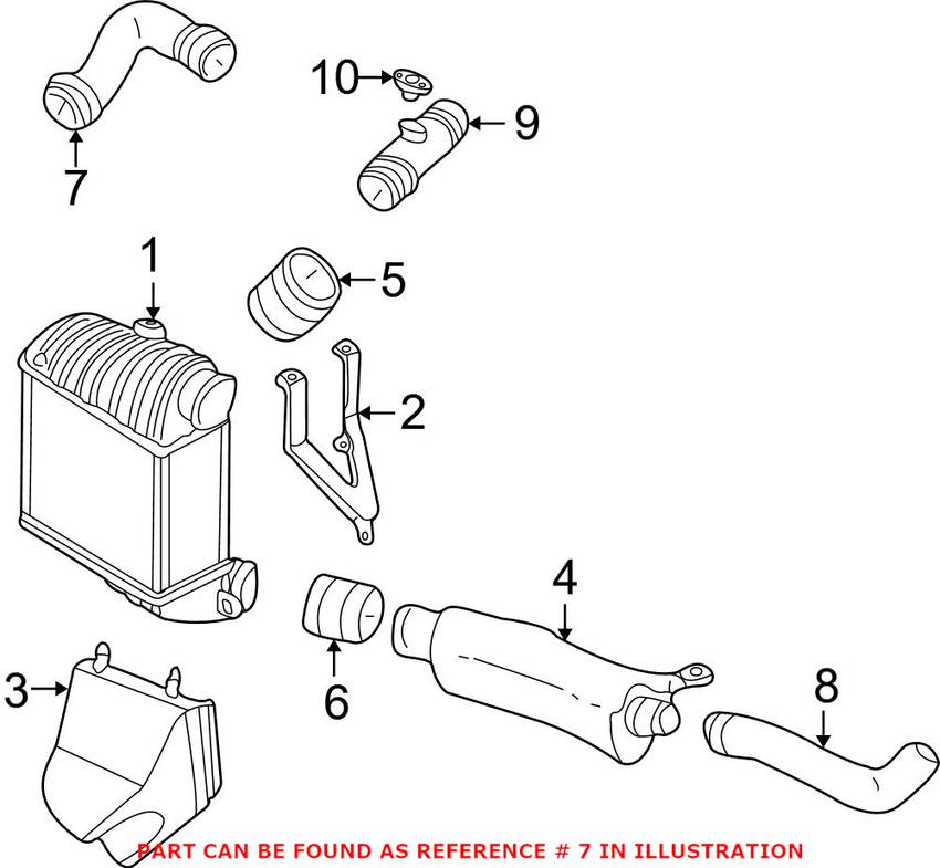 VW Turbocharger Pressure Hose - Turbo Outlet 1J0145838T