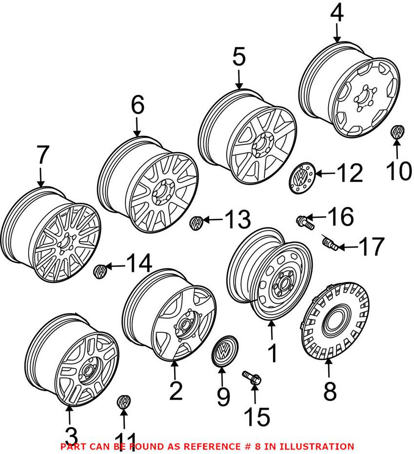 VW Wheel Cover (15in) 1J0601147NGJW