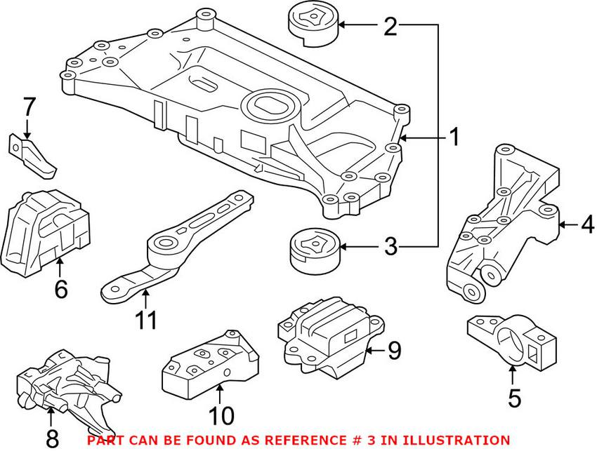 Audi VW Subframe Bushing - Front Center Lower 1K0199867Q