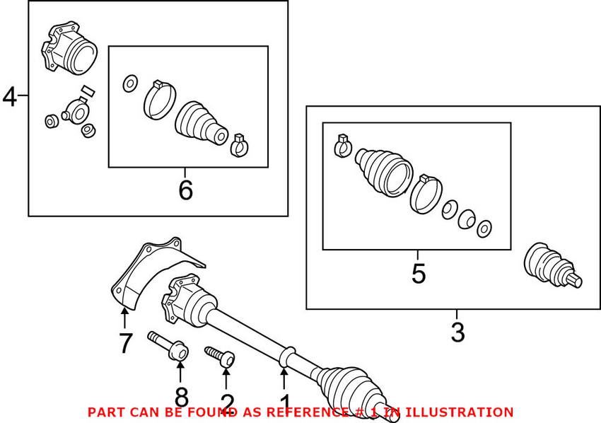 VW Axle Assembly - Front Passenger Side (Auto Trans) (New) 1K0407272HR