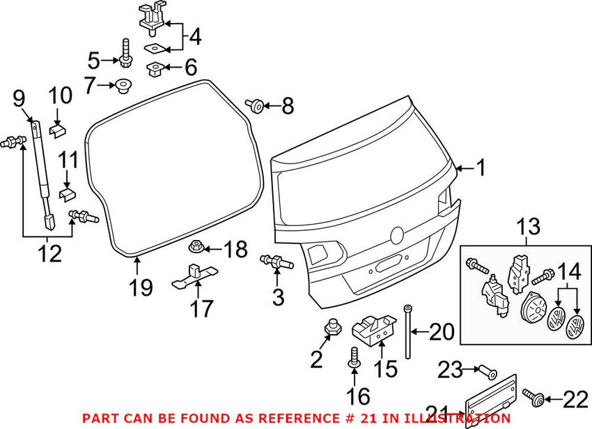 VW License Plate Bracket - Rear 1KM827211B