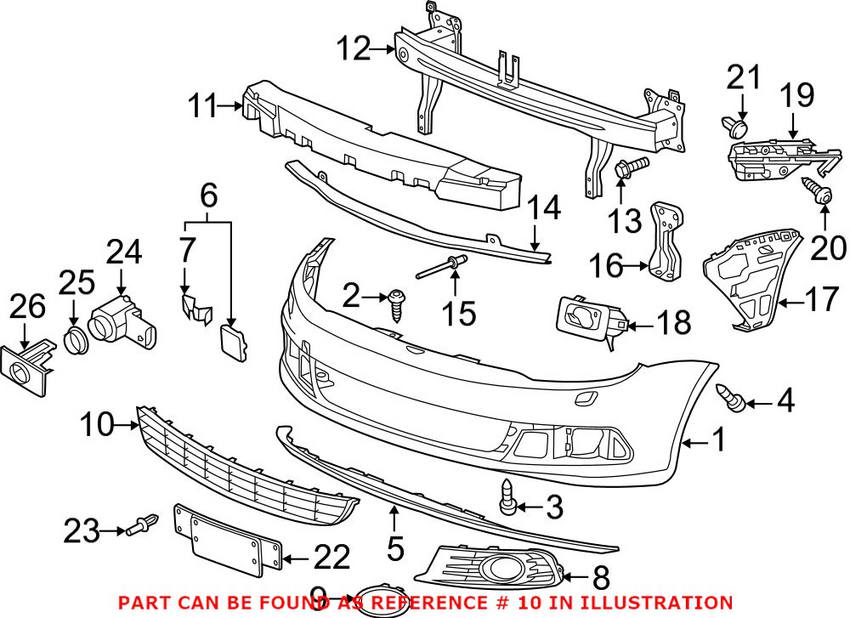 Volkswagen Grille - Front (Lower) (Black/Chrome) 1Q0853671DRYP