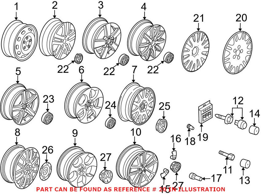 Volkswagen Wheel Cover 1T0601147RGZ