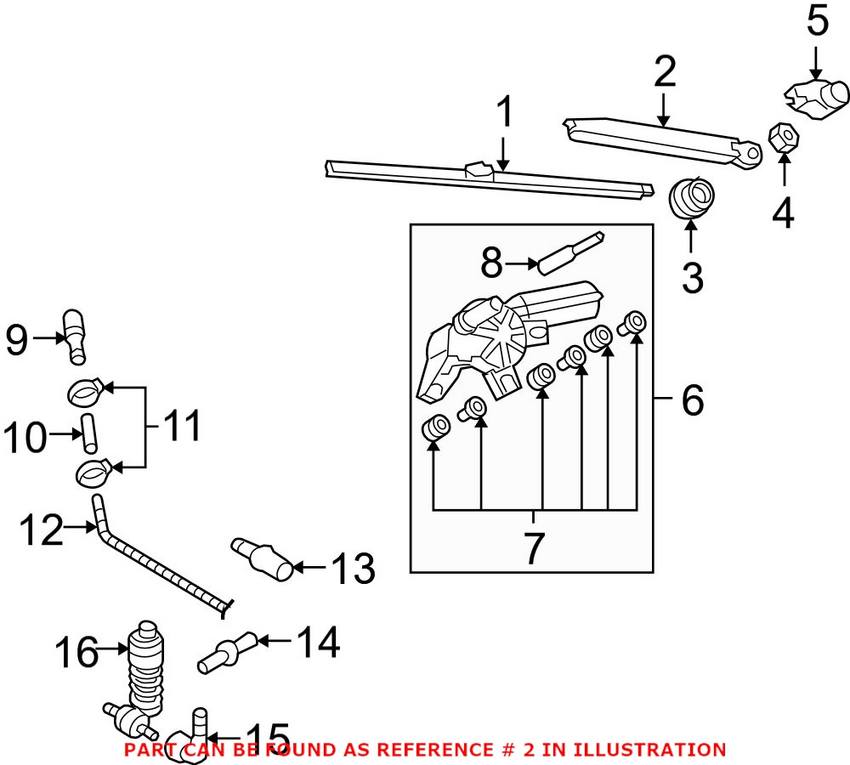 VW Windshield Wiper Arm - Rear 1T0955707C