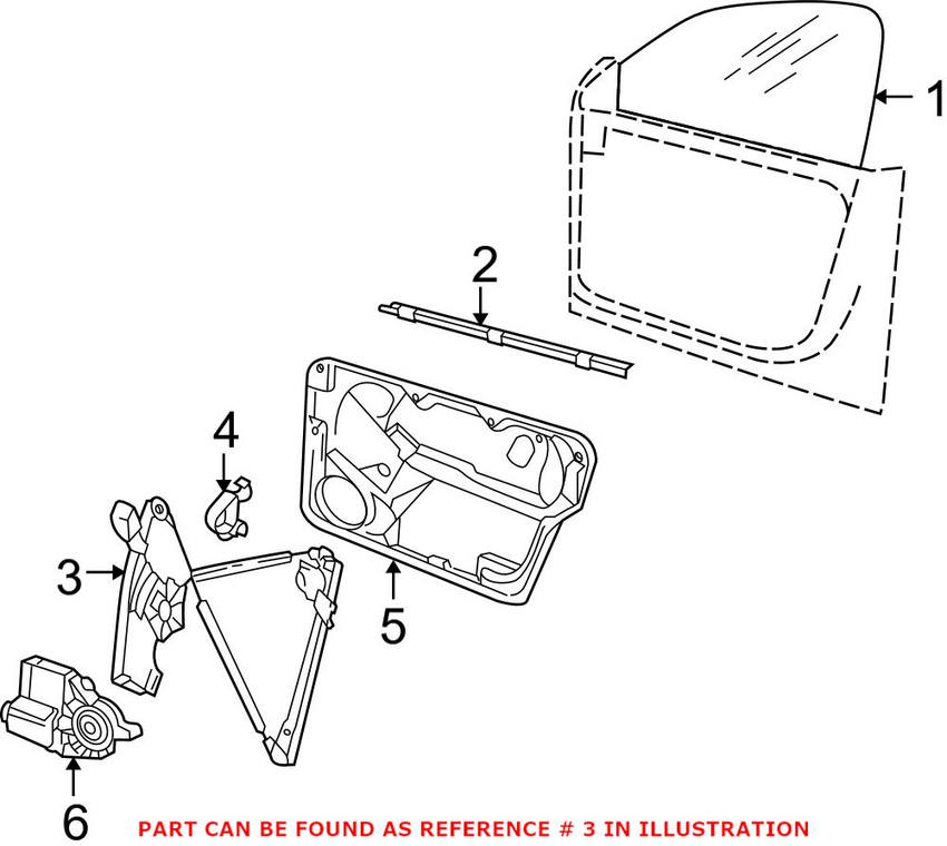 VW Window Regulator - Front Passenger Side 1Y0837462F