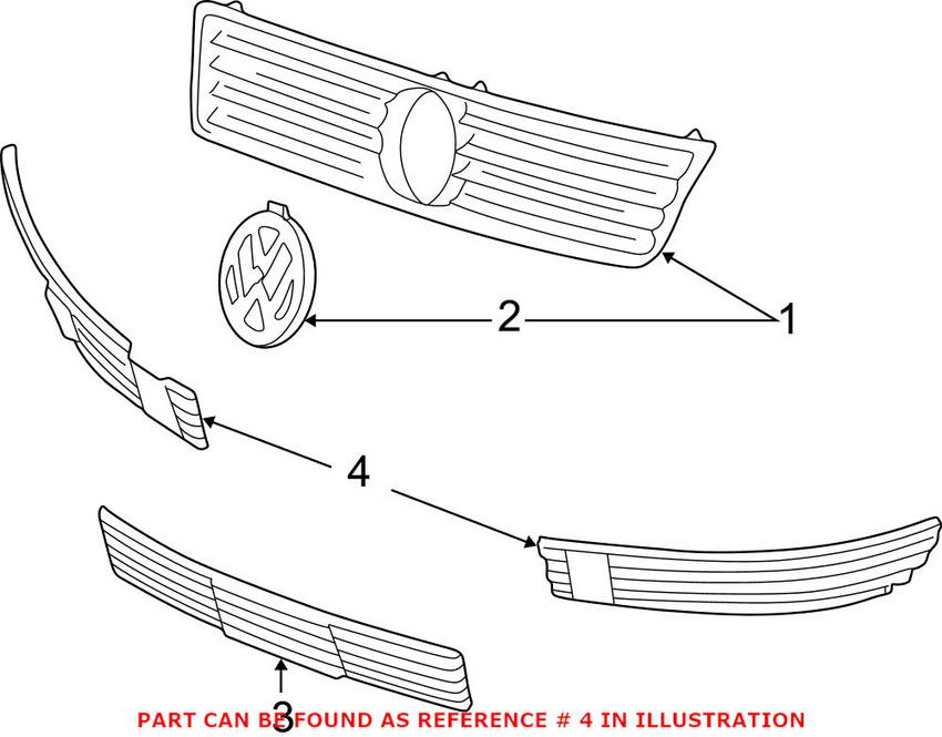 VW Foglight Grille - Driver Side (Satin Black) 3B0853665LB41