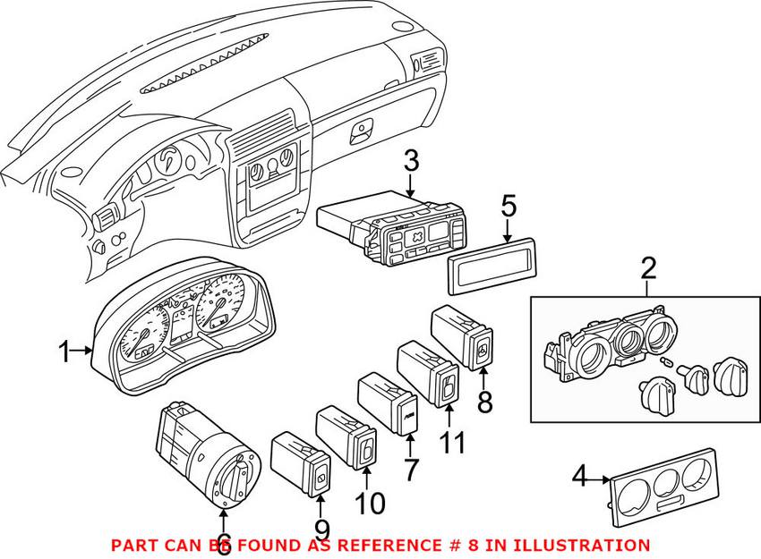 VW Hazard Flasher Switch 3B0953235D01C