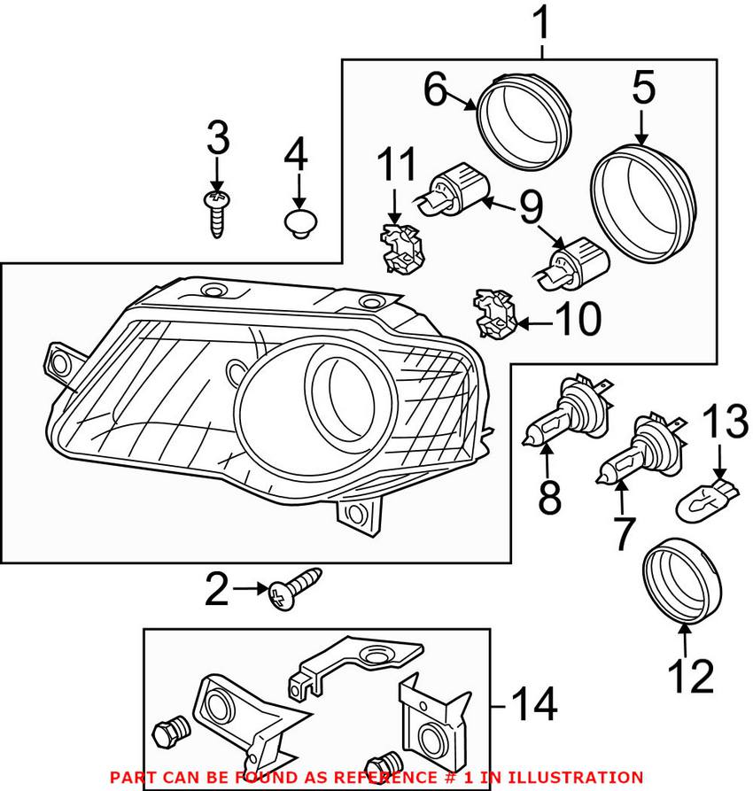 VW Headlight Assembly - Driver Side (Halogen) 3C0941005AE