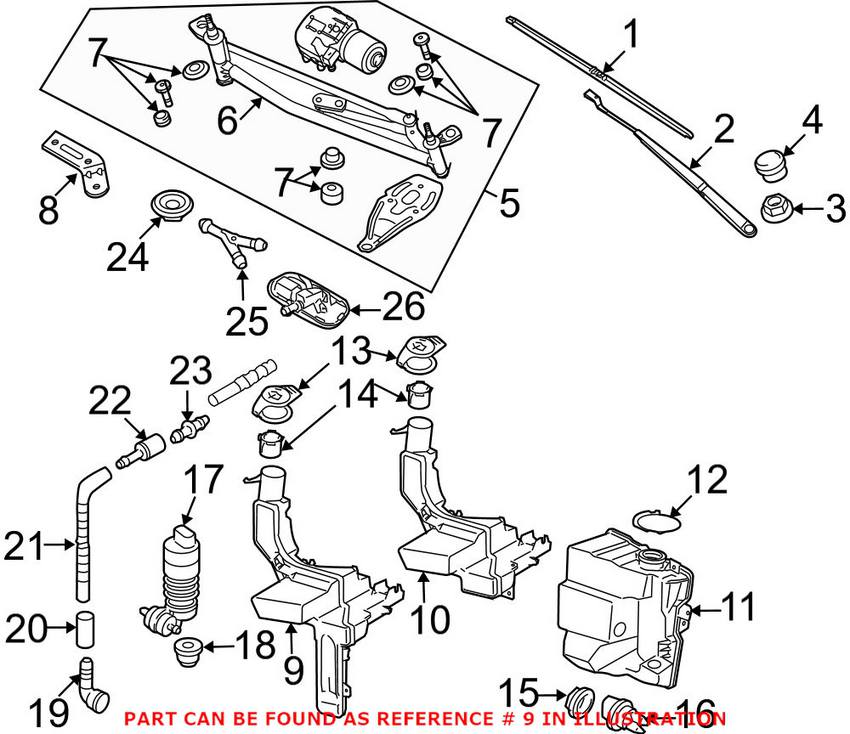 VW Windshield Washer Reservoir 3C0955453P